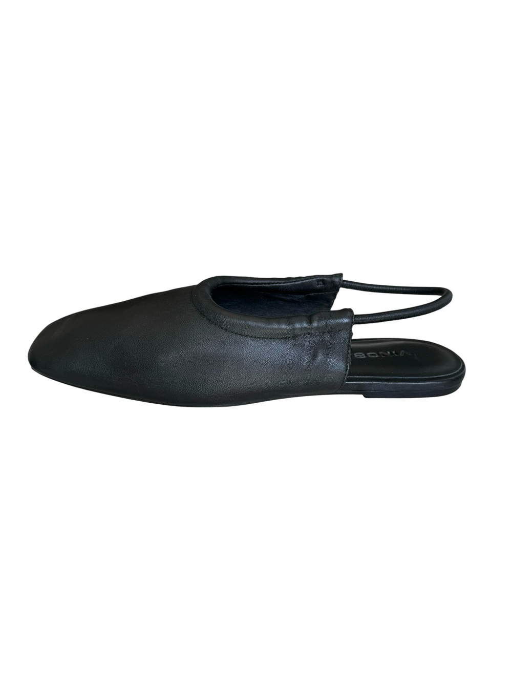 VINCE Cadya Squared Toe Slingback Flat Sandals Black Sheepskin Leather - Picture 7 of 12